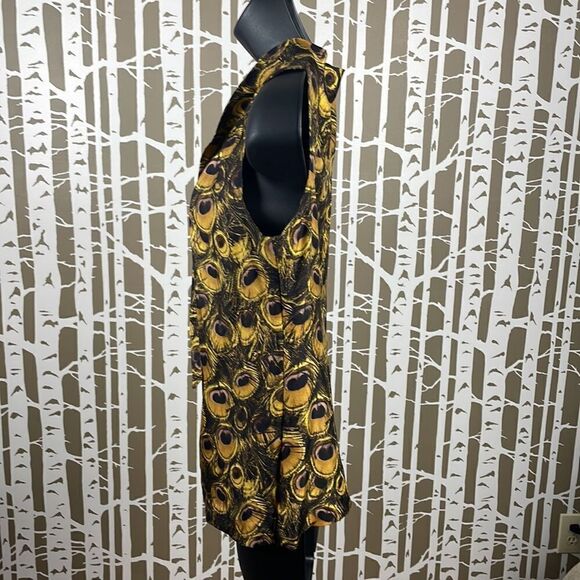 Milly Silk Peacock Feather Print Tie Neck Tank Top Blouse 2 - Picture 7 of 9